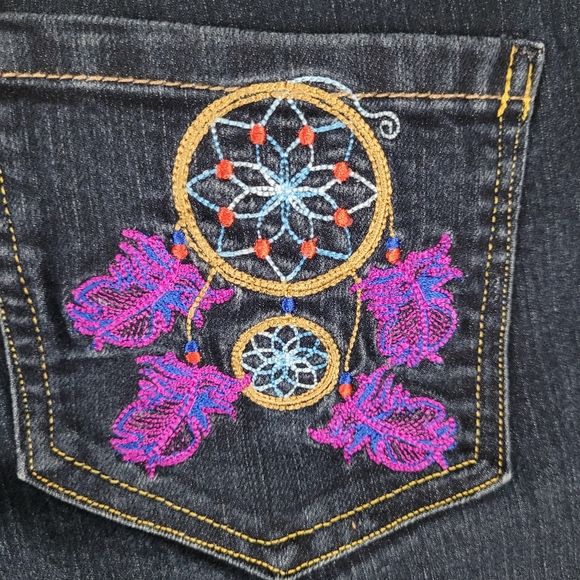 LIVERPOOL | embroidered pockets dark wash straight leg jeans - Picture 2 of 11